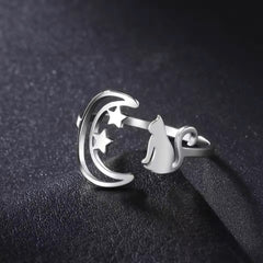 Stainless Steel Open Rings Women's Adjustable Finger Ring Fashion - PeticaDeals