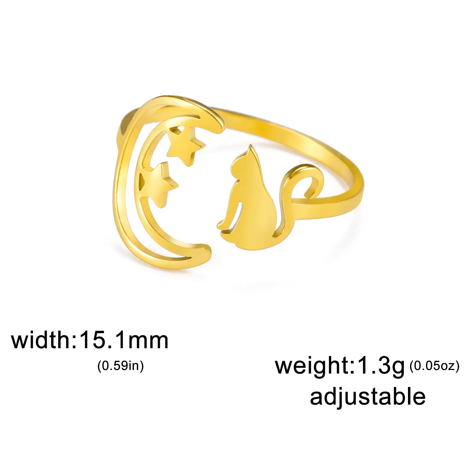 Stainless Steel Open Rings Women's Adjustable Finger Ring Fashion - PeticaDeals