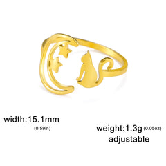 Stainless Steel Open Rings Women's Adjustable Finger Ring Fashion - PeticaDeals
