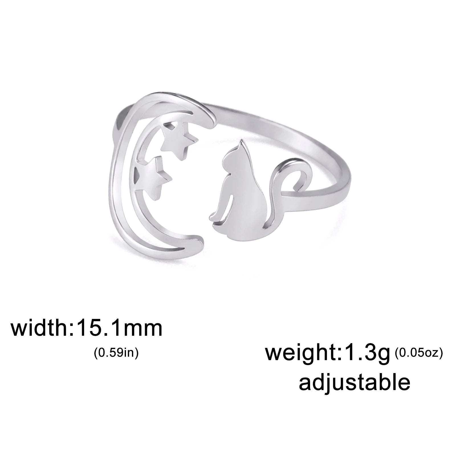 Stainless Steel Open Rings Women's Adjustable Finger Ring Fashion - PeticaDeals