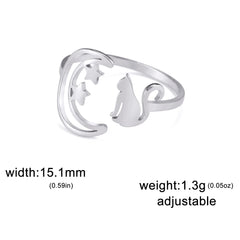 Stainless Steel Open Rings Women's Adjustable Finger Ring Fashion - PeticaDeals