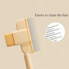 Stainless Steel Pet Grooming Brush One-Button Pet Cleaning Dog Massage Comb for Loosening Up Removing Debris - PeticaDeals