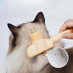 Stainless Steel Pet Grooming Brush One-Button Pet Cleaning Dog Massage Comb for Loosening Up Removing Debris - PeticaDeals