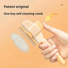 Stainless Steel Pet Grooming Brush One-Button Pet Cleaning Dog Massage Comb for Loosening Up Removing Debris - PeticaDeals