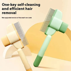 Stainless Steel Pet Grooming Brush One-Button Pet Cleaning Dog Massage Comb for Loosening Up Removing Debris - PeticaDeals