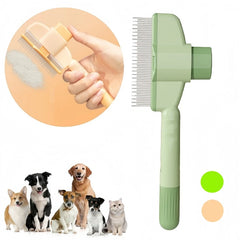Stainless Steel Pet Grooming Brush One-Button Pet Cleaning Dog Massage Comb for Loosening Up Removing Debris - PeticaDeals