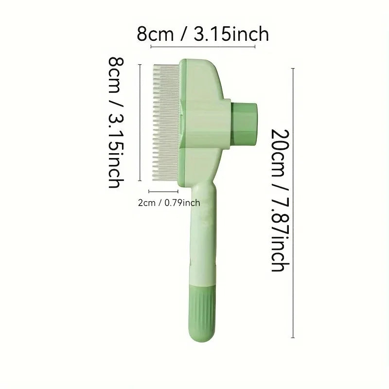 Stainless Steel Pet Grooming Brush One-Button Pet Cleaning Dog Massage Comb for Loosening Up Removing Debris - PeticaDeals