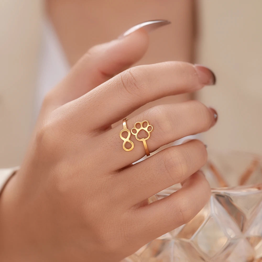 Stainless Steel Rings For Women Adjustable Trend - PeticaDeals
