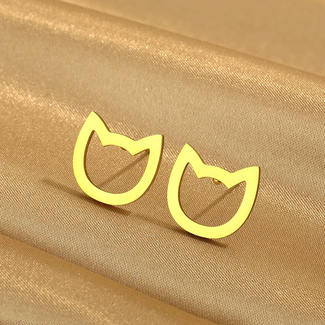 Stainless Steel Stud Earrings Women Jewelry Cute Animal Lover Cat Earring - PeticaDeals