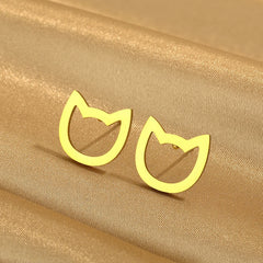 Stainless Steel Stud Earrings Women Jewelry Cute Animal Lover Cat Earring - PeticaDeals