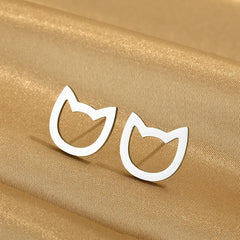 Stainless Steel Stud Earrings Women Jewelry Cute Animal Lover Cat Earring - PeticaDeals
