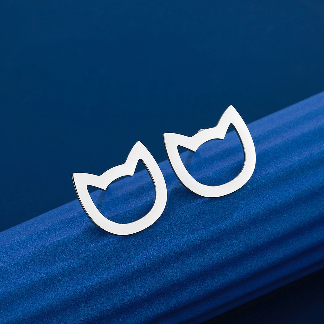 Stainless Steel Stud Earrings Women Jewelry Cute Animal Lover Cat Earring - PeticaDeals