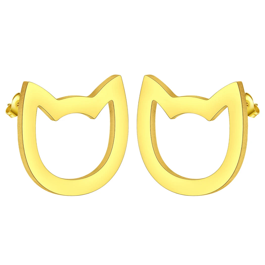 Stainless Steel Stud Earrings Women Jewelry Cute Animal Lover Cat Earring - PeticaDeals