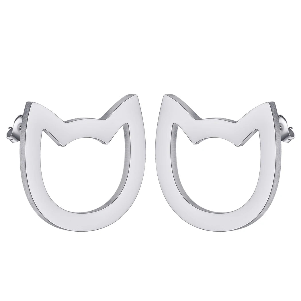 Stainless Steel Stud Earrings Women Jewelry Cute Animal Lover Cat Earring - PeticaDeals