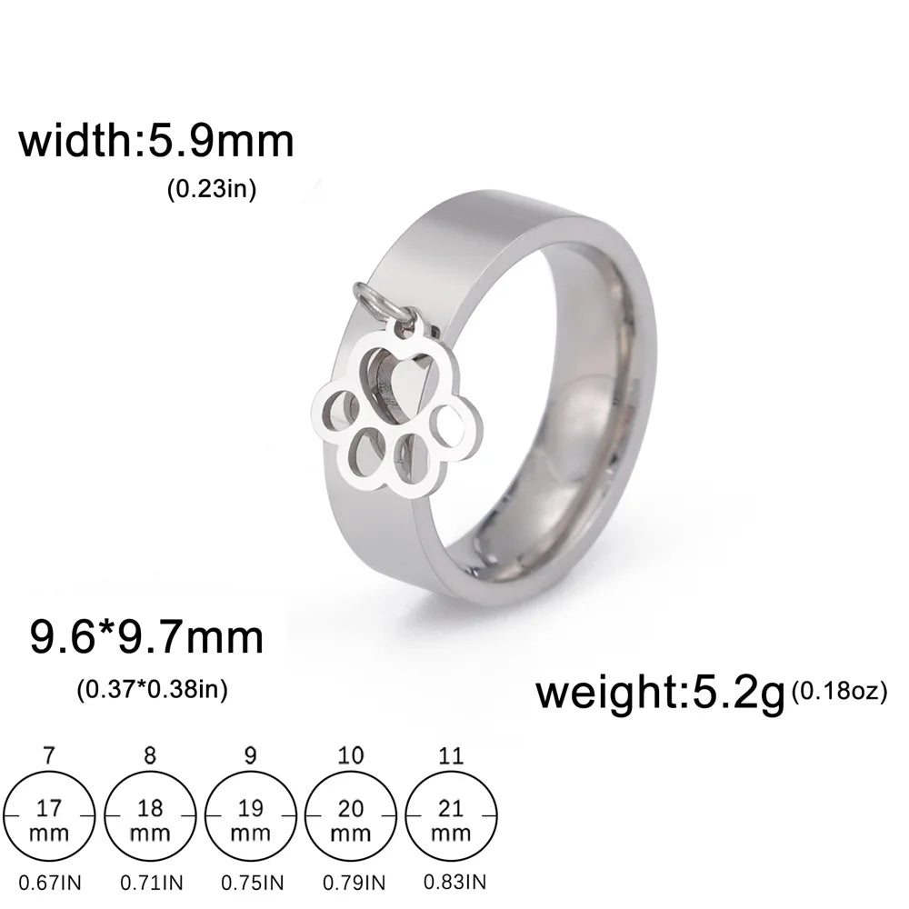 Stainless Steel Women's Ring Cat Paw Pendants - PeticaDeals