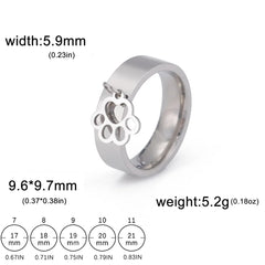 Stainless Steel Women's Ring Cat Paw Pendants - PeticaDeals