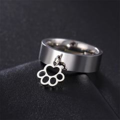 Stainless Steel Women's Ring Cat Paw Pendants - PeticaDeals