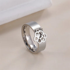 Stainless Steel Women's Ring Cat Paw Pendants - PeticaDeals