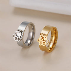 Stainless Steel Women's Ring Cat Paw Pendants - PeticaDeals
