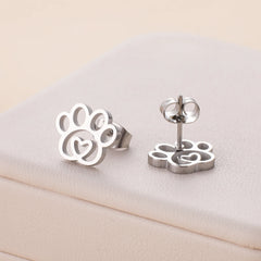Stainless steel hollow footprint earrings - PeticaDeals