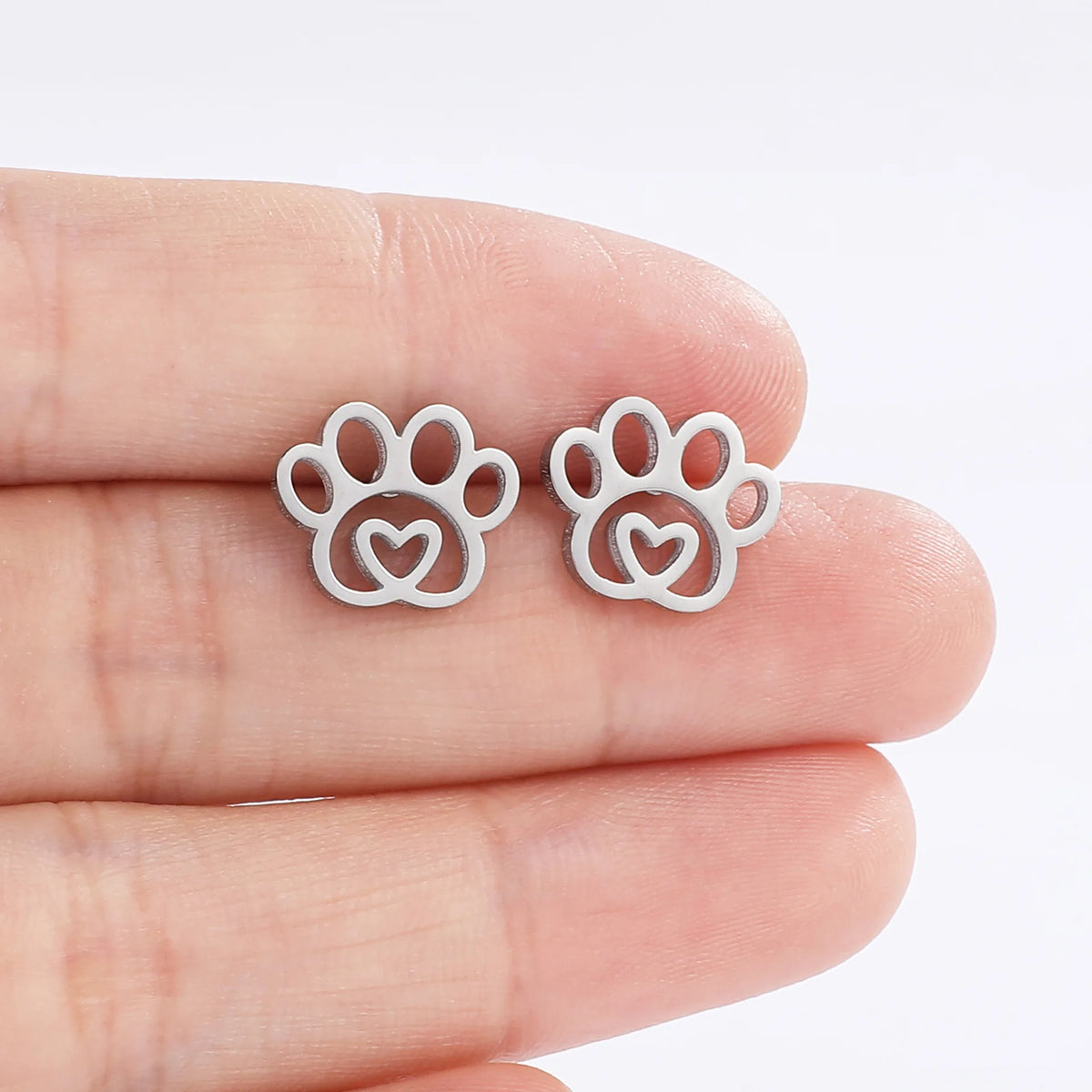Stainless steel hollow footprint earrings - PeticaDeals