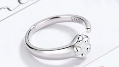 Sterling Silver Adjustable Cat And Dog Footprints Pet Paw Trail Rings for Women - PeticaDeals