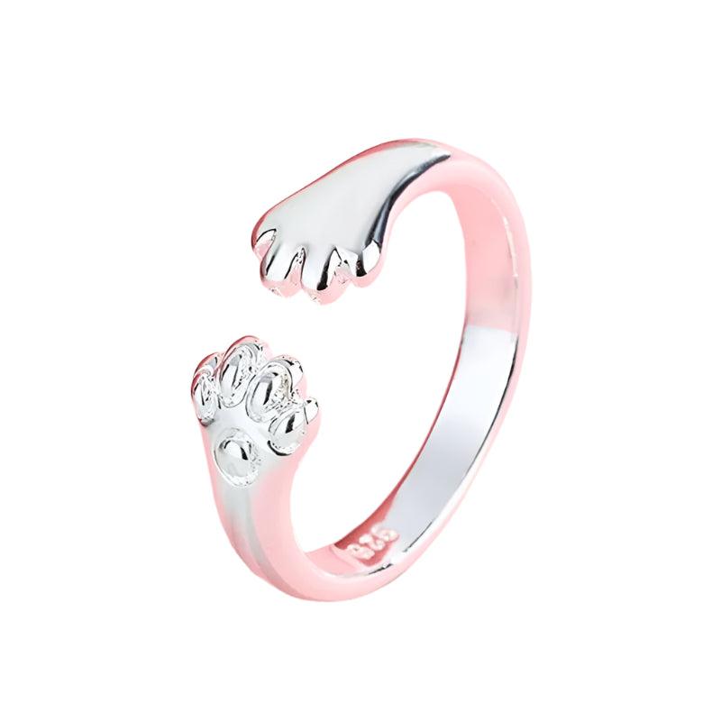 Sterling Silver Adjustable Cat And Dog Footprints Pet Paw Trail Rings for Women - PeticaDeals