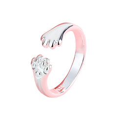 Sterling Silver Adjustable Cat And Dog Footprints Pet Paw Trail Rings for Women - PeticaDeals
