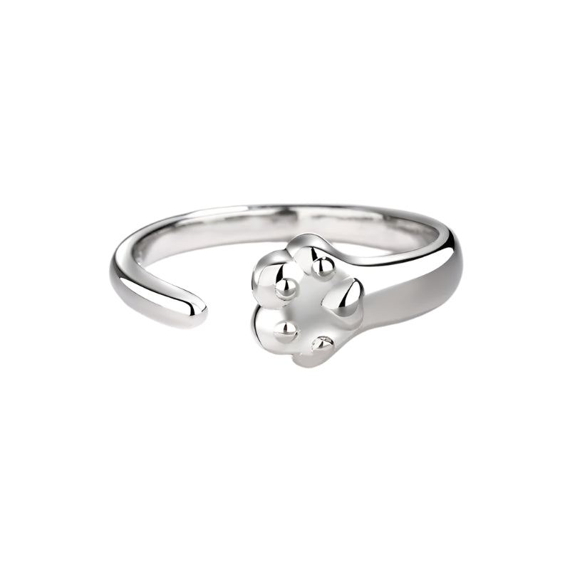 Sterling Silver Adjustable Cat And Dog Footprints Pet Paw Trail Rings for Women - PeticaDeals