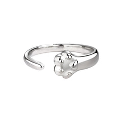 Sterling Silver Adjustable Cat And Dog Footprints Pet Paw Trail Rings for Women - PeticaDeals