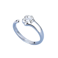 Sterling Silver Adjustable Cat And Dog Footprints Pet Paw Trail Rings for Women - PeticaDeals