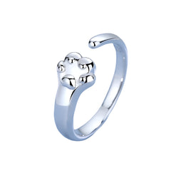 Sterling Silver Adjustable Cat And Dog Footprints Pet Paw Trail Rings for Women - PeticaDeals