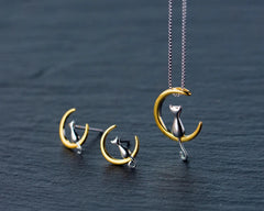 Sterling Silver Animal Cat Sets Charm Stud Earrings For Women Fashion - PeticaDeals