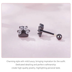 Sterling Silver Black Gold Pet Dog Paw Stud Earrings For Women - PeticaDeals