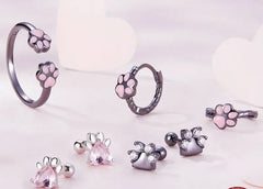 Sterling Silver Black Gold Pet Dog Paw Stud Earrings For Women - PeticaDeals