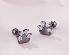 Sterling Silver Black Gold Pet Dog Paw Stud Earrings For Women - PeticaDeals