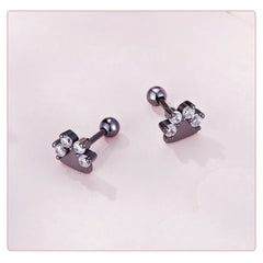 Sterling Silver Black Gold Pet Dog Paw Stud Earrings For Women - PeticaDeals