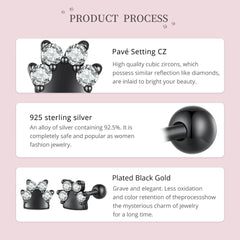 Sterling Silver Black Gold Pet Dog Paw Stud Earrings For Women - PeticaDeals