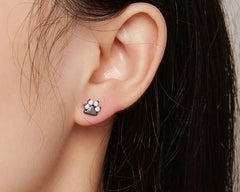 Sterling Silver Black Gold Pet Dog Paw Stud Earrings For Women - PeticaDeals