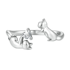 Sterling Silver Butterfly Tail Cat Adjustable Finger Rings for Girls - PeticaDeals