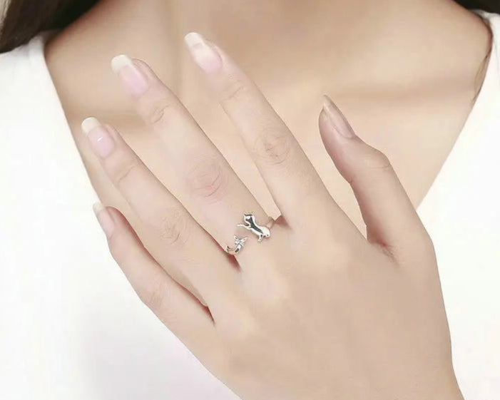Sterling Silver Butterfly Tail Cat Adjustable Finger Rings for Girls - PeticaDeals