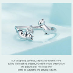 Sterling Silver Butterfly Tail Cat Adjustable Finger Rings for Girls - PeticaDeals