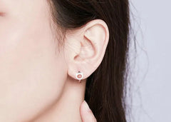 Sterling Silver CZ Ear Stud Little Cute Cat Earring Hoops - PeticaDeals