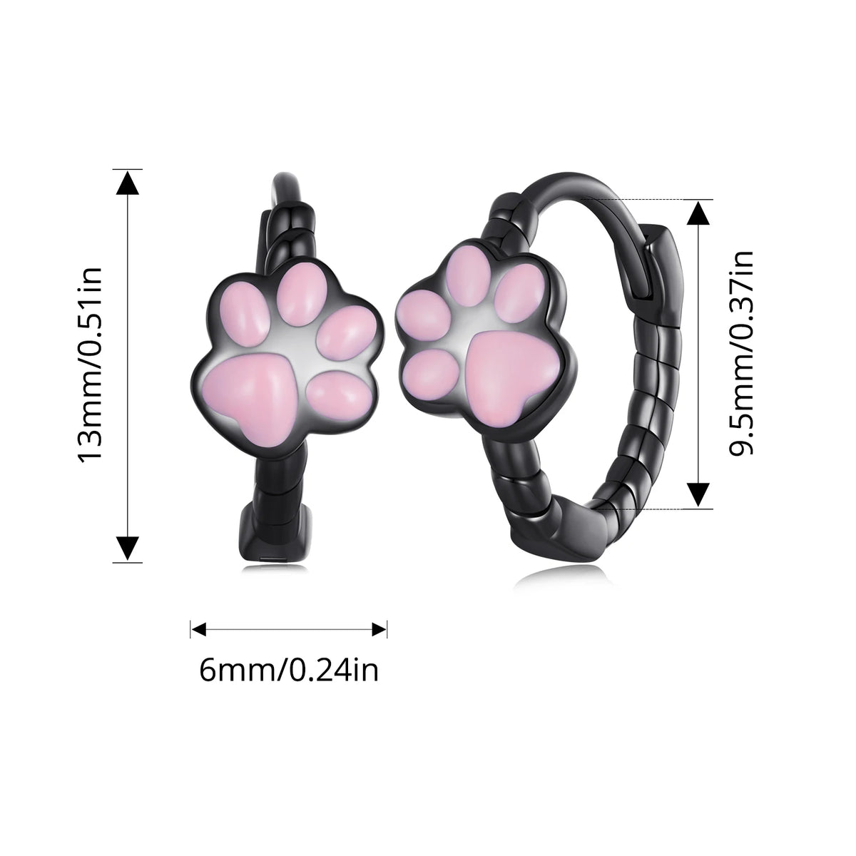 Sterling Silver Cat Claw Hoop Earrings Ear Stud Black Gold Plated for Women Girl - PeticaDeals