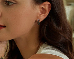 Sterling Silver Cat Claw Hoop Earrings Ear Stud Black Gold Plated for Women Girl - PeticaDeals