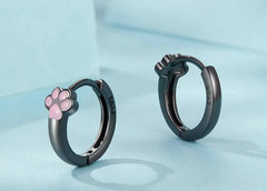 Sterling Silver Cat Claw Hoop Earrings Ear Stud Black Gold Plated for Women Girl - PeticaDeals