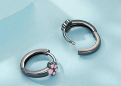 Sterling Silver Cat Claw Hoop Earrings Ear Stud Black Gold Plated for Women Girl - PeticaDeals