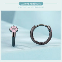 Sterling Silver Cat Claw Hoop Earrings Ear Stud Black Gold Plated for Women Girl - PeticaDeals