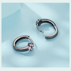 Sterling Silver Cat Claw Hoop Earrings Ear Stud Black Gold Plated for Women Girl - PeticaDeals