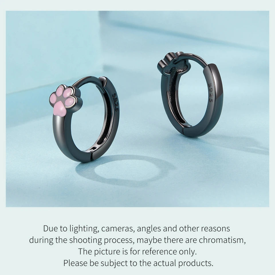 Sterling Silver Cat Claw Hoop Earrings Ear Stud Black Gold Plated for Women Girl - PeticaDeals